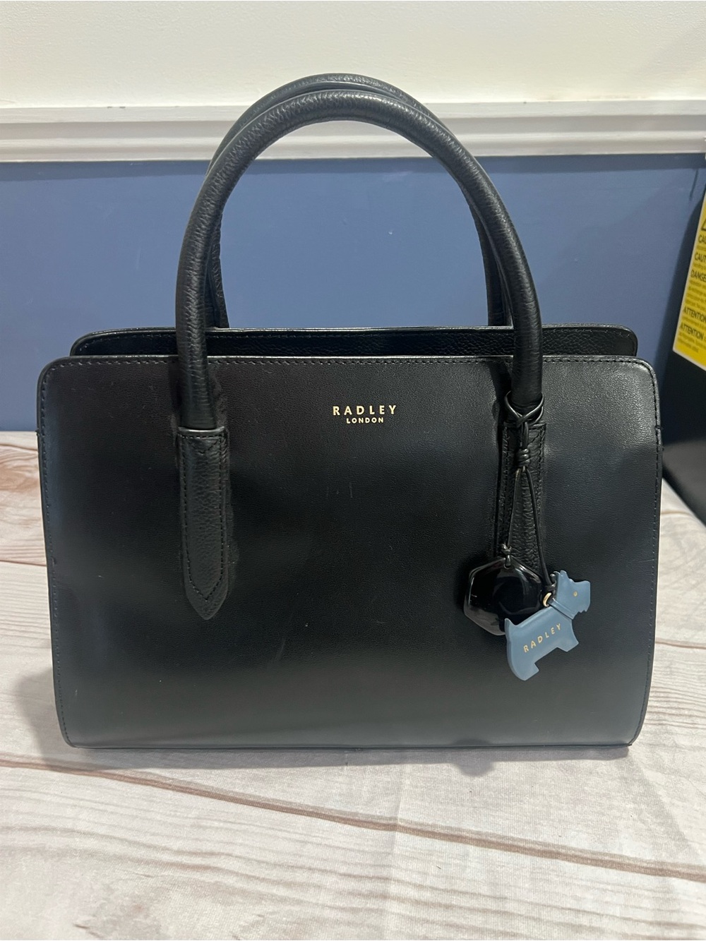 Radley London Black Leather Top-Handle Tote with crossbody strap